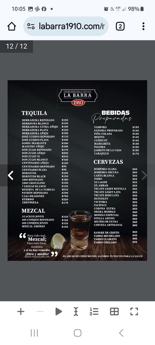 La Barra 1910 Menu - Image 2