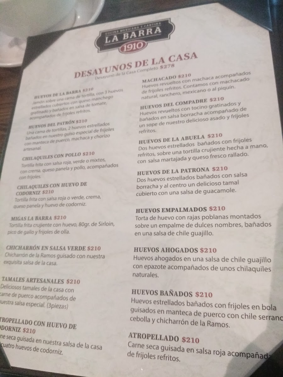 La Barra 1910 Menu - Image 4