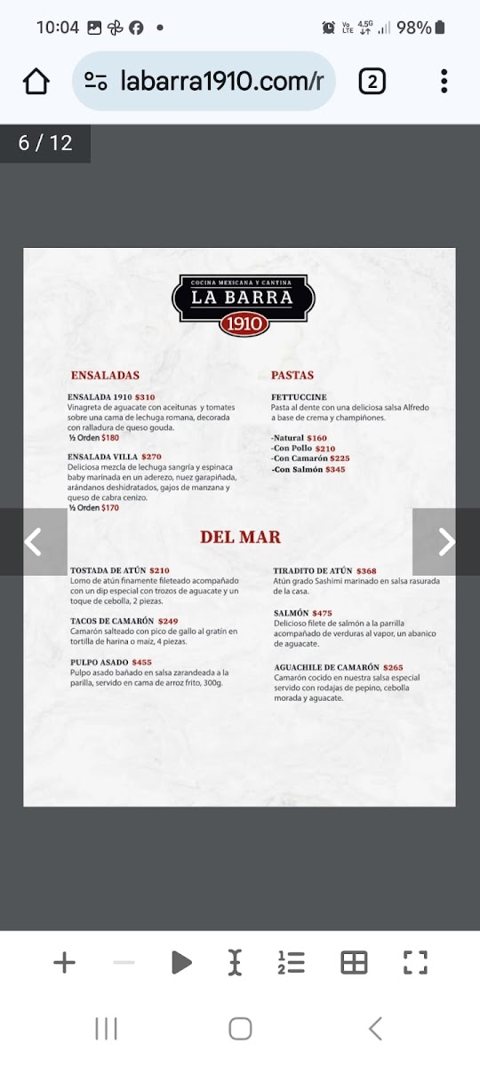 La Barra 1910 Menu - Image 6